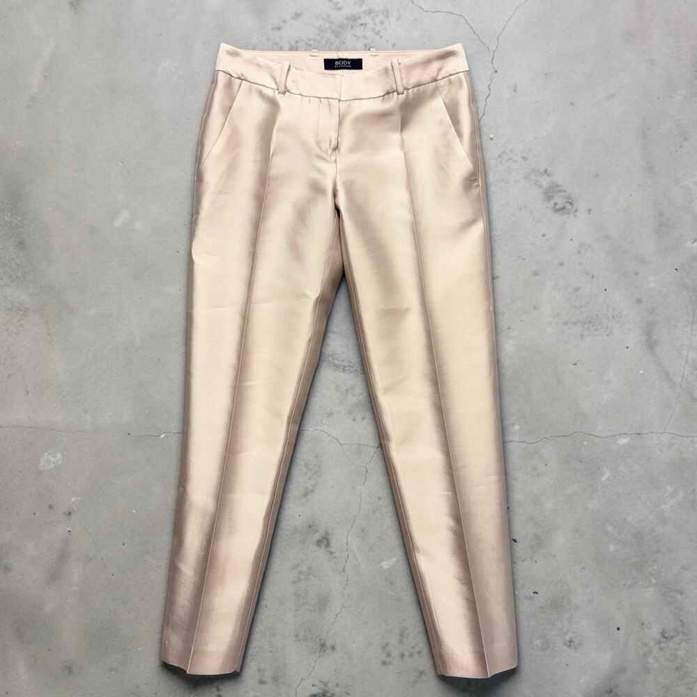Body By Victoria Silk Pants Shimmer Low Rise Champagne Satin Y2K Trouser Size 2